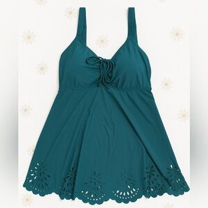 NWT BloomChic Laser Cut Ruched Drawstring A Line Swim Dress - 22/24/3X